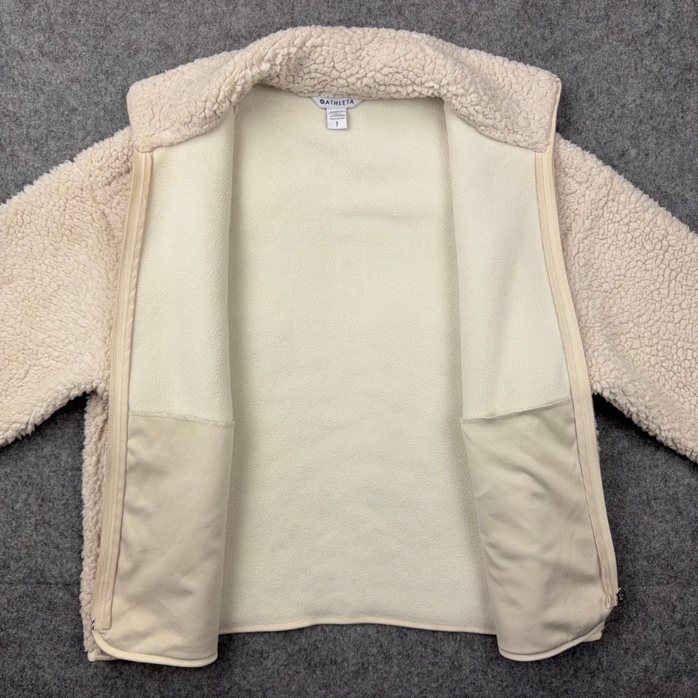 Athleta Jacket Womens Small Cream In The Clouds Fleece Sherpa Full Zip Cozy Warm - Picture 6 of 12